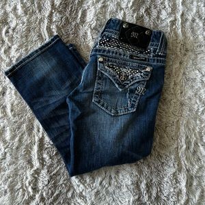 Women's Blue Jeans with Rhinestone Details